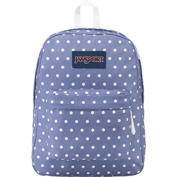 Jansport Bags Jansport Blue And White Polka Dots Backpack Poshmark